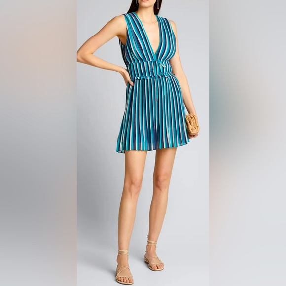 Ramy Brook Mackenzie Mackenzie Printed Mini Dress in Navy/Teal Combo - Picture 1 of 9